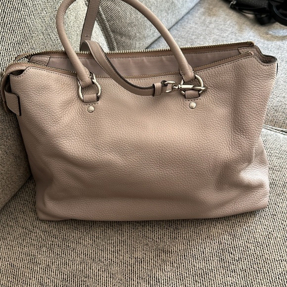 Coach Emma satchel in pebbled neutral leather taupe with a hint of gray! Perfect - Picture 4 of 8
